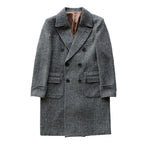 NORDENN™ British Wool Overcoat – Herringbone Lange Jas voor Heren | Winter Dubbele Rij Knopen